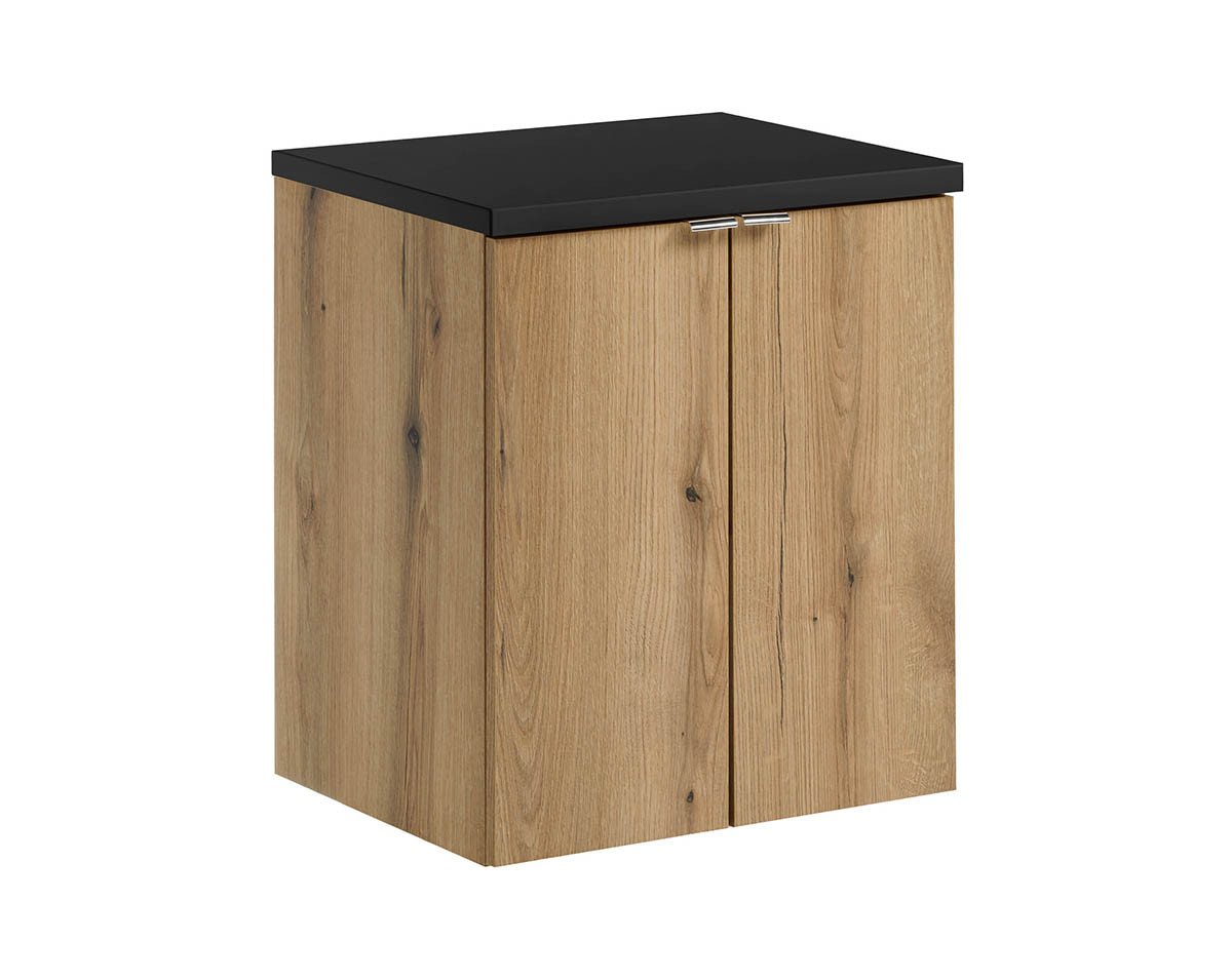 einfachgutemoebel Waschtisch-Set Bad Waschplatz ILUNA Oak 50cm Türen, zum Unterbau blk, eiche, (Badmöbel Set, 1-St., Waschtisch Unterschrank) von einfachgutemoebel