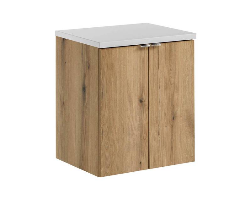 einfachgutemoebel Waschtisch-Set Bad Waschplatz ILUNA Oak 50cm Türen, zum Unterbau wht, eiche, (Badmöbel Set, 1-St., Waschtisch Unterschrank) von einfachgutemoebel