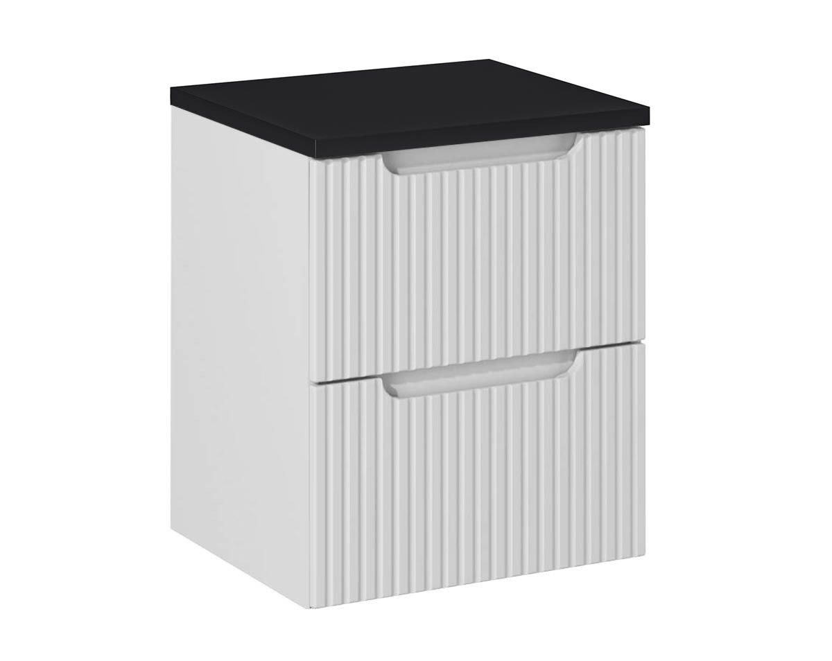 einfachgutemoebel Waschtisch-Set Bad Waschplatz ILUNA White 50cm Schubfach, zum Unterbau, weiß-black, (Badmöbel Set, 1-St., Waschtisch Unterschrank) von einfachgutemoebel