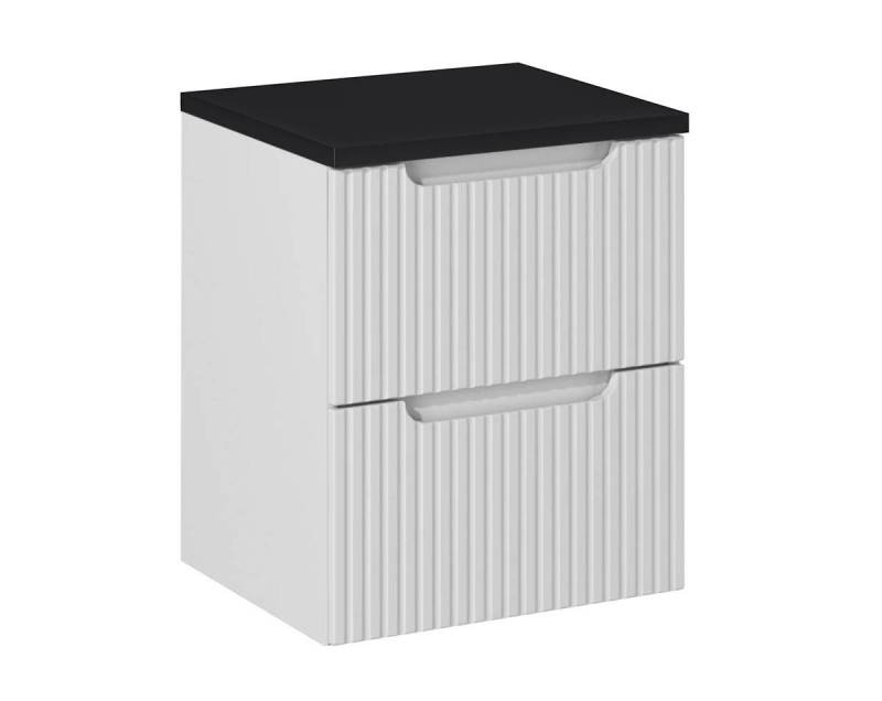 einfachgutemoebel Waschtisch-Set Bad Waschplatz ILUNA White 50cm Schubfach, zum Unterbau, weiß-black, (Badmöbel Set, 1-St., Waschtisch Unterschrank) von einfachgutemoebel