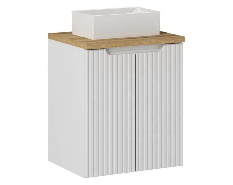 einfachgutemoebel Waschtisch-Set Bad Waschplatz ILUNA White 50cm mit Türen, Becken wht eckig, weiß, (Badmöbel Set, 1-St., Waschtisch Unterschrank) von einfachgutemoebel