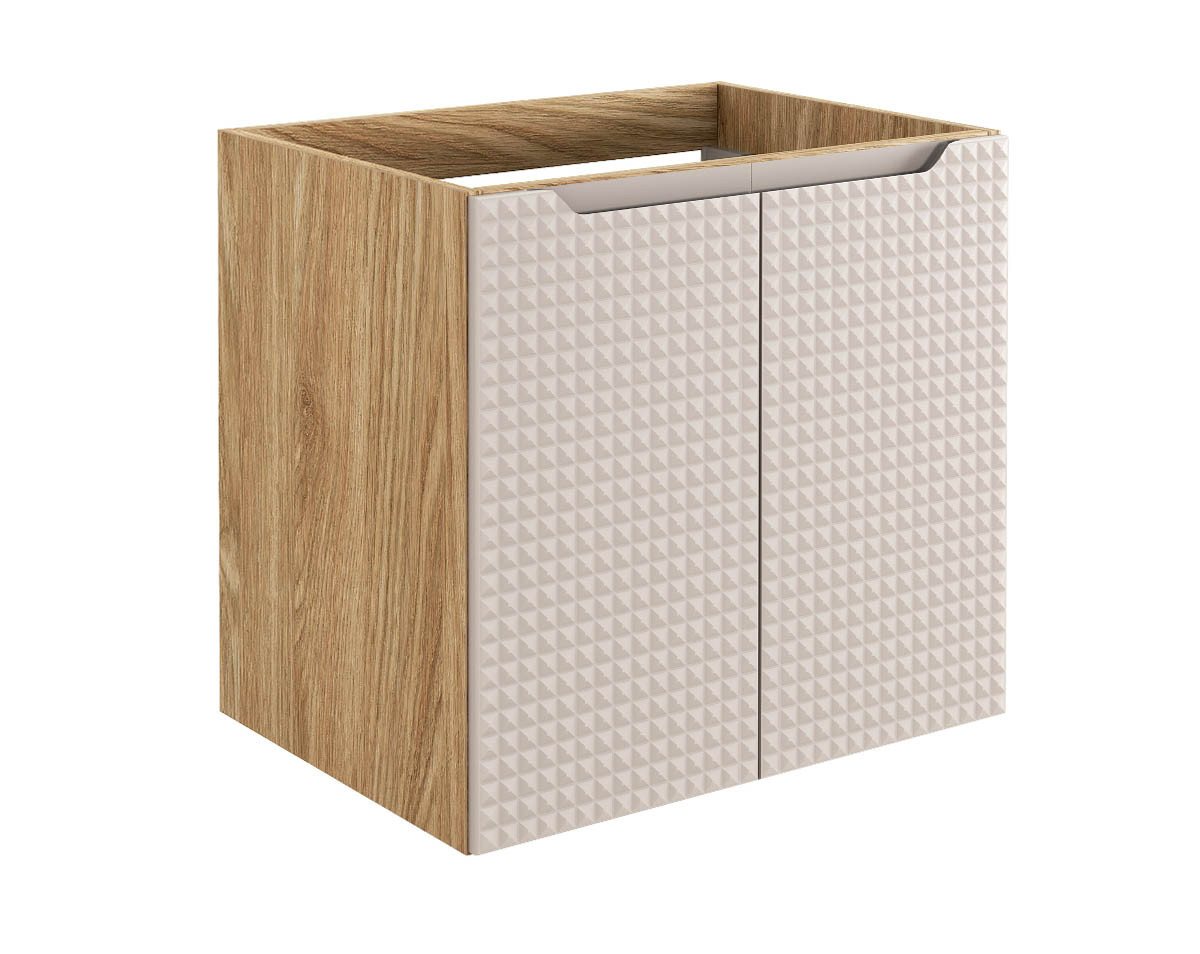 einfachgutemoebel Waschtisch-Set Bad Waschplatz LUX Achat 60cm mit Türen, zum Unterbau, beige-oak, (Badmöbel Set, 1-St., Waschtisch Unterschrank) von einfachgutemoebel