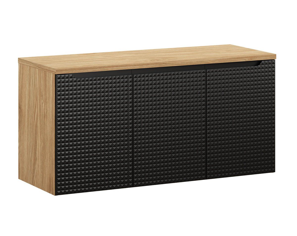 einfachgutemoebel Waschtisch-Set Bad Waschplatz LUX Onyx 120cm mit Türen, zum Unterbau, schwarz-oak, (Badmöbel Set, 1-St., Waschtisch Unterschrank) von einfachgutemoebel