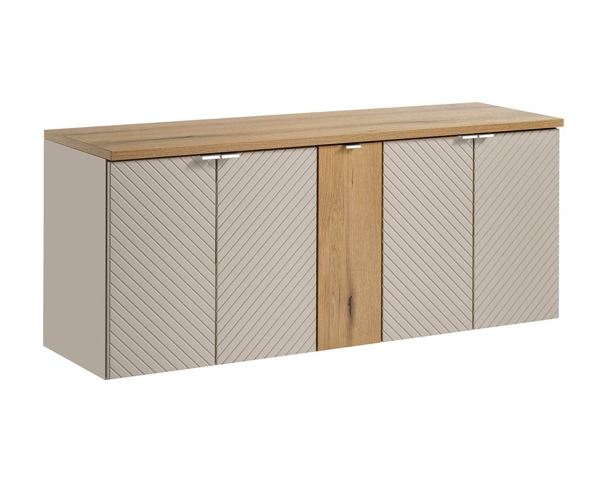 einfachgutemoebel Waschtisch-Set Bad Waschplatz QUERRO 140cm mit Türen, zum Unterbau oak, Kaschmir, (Badmöbel Set, 1-St., Waschtisch Unterschrank) von einfachgutemoebel