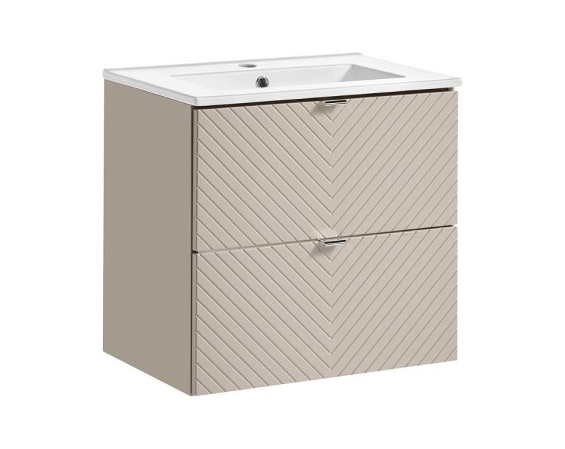 einfachgutemoebel Waschtisch-Set Bad Waschplatz QUERRO 60cm Schubladen, Einbaubecken, Kaschmir, (Badmöbel Set, 1-St., Waschtisch Unterschrank) von einfachgutemoebel