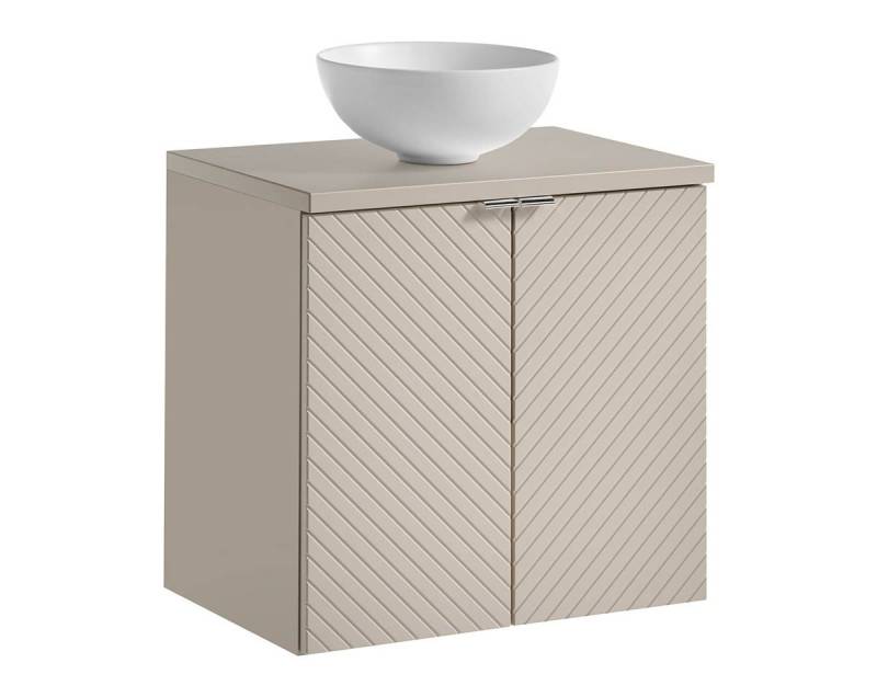 einfachgutemoebel Waschtisch-Set Bad Waschplatz QUERRO 60cm mit Türen, Aufsatzbecken wh, Kaschmir, (Badmöbel Set, 1-St., Waschtisch Unterschrank) von einfachgutemoebel