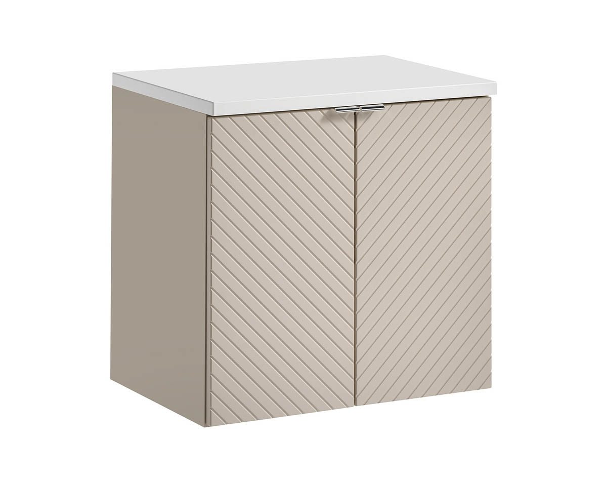 einfachgutemoebel Waschtisch-Set Bad Waschplatz QUERRO 60cm mit Türen, zum Unterbau wh, Kaschmir, (Badmöbel Set, 1-St., Waschtisch Unterschrank) von einfachgutemoebel