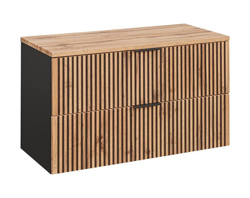 einfachgutemoebel Waschtisch-Set Bad Waschplatz Tribune 100cm, zum Unterbau, Schwarz - Wotan-Eiche, (Badmöbel Set, 1-St., Waschtisch Unterschrank) von einfachgutemoebel