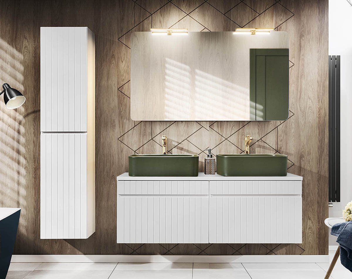 einfachgutemoebel Waschtisch-Set Badezimmer VITTAVLA 120cm Set 3-tlg., Aufsatzbecken grün, matt-weiß, (Badmöbel Set, 1-St., Waschtisch Set 3-teilig) einfachgutemoebel Waschtisch-Set Badezimmer VITTAVLA 120cm Set 3-tlg., Aufsatzbecken grün, matt-weiß, (Badmöbel Set, 1-St., Waschtisch Set 3-teilig) von einfachgutemoebel