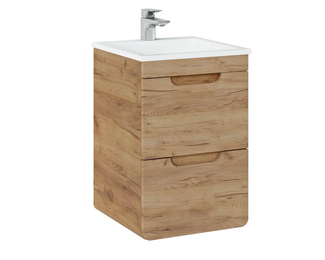 einfachgutemoebel Waschtisch-Set Badezimmer Waschplatz ARUBA 40cm, mit Einbaubecken weiß, goldeiche von einfachgutemoebel