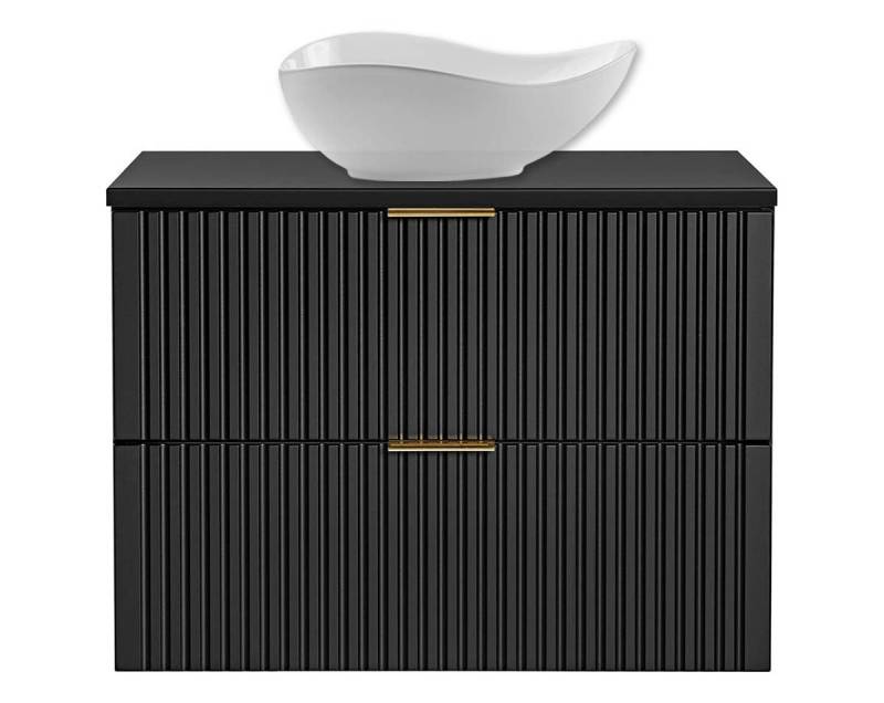 einfachgutemoebel Waschtisch-Set Badezimmer Waschplatz Blackened 80cm, Becken Cloud weiß, schwarz, (Badmöbel Set, 1-St., Waschtisch Unterschrank) von einfachgutemoebel