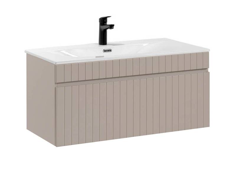 einfachgutemoebel Waschtisch-Set Badezimmer Waschplatz KARATA 100cm, Einbaubecken weiß, kaschmir grey, (Badmöbel Set, 1-St., Waschtisch Unterschrank) einfachgutemoebel Waschtisch-Set Badezimmer Waschplatz KARATA 100cm, Einbaubecken weiß, kaschmir grey, (Badmöbel Set, 1-St., Waschtisch Unterschrank) von einfachgutemoebel