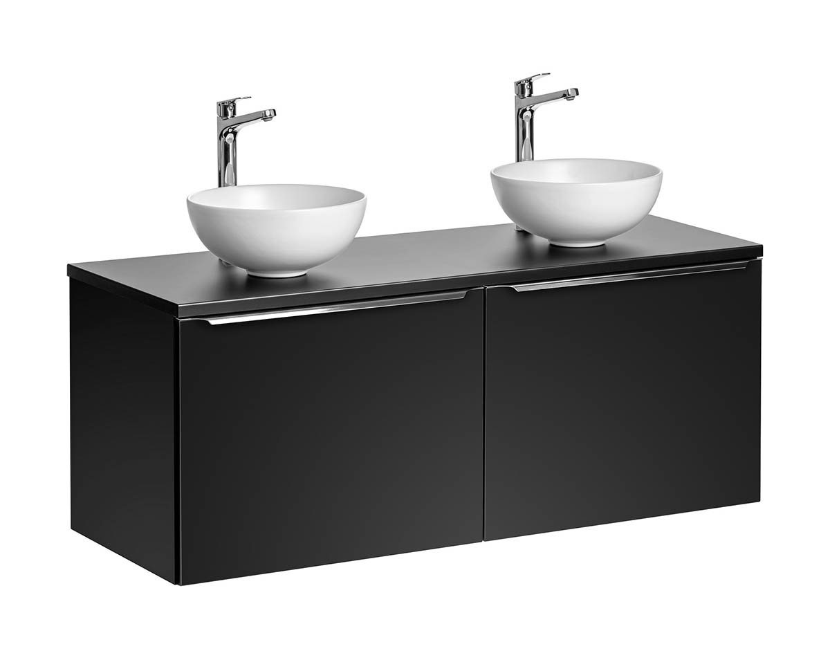 einfachgutemoebel Waschtisch-Set Badezimmer Waschplatz NOIRETTE 120cm, Aufsatz-Becken, mattschwarz, (Badmöbel Set, 1-St., Waschtisch Unterschrank) von einfachgutemoebel