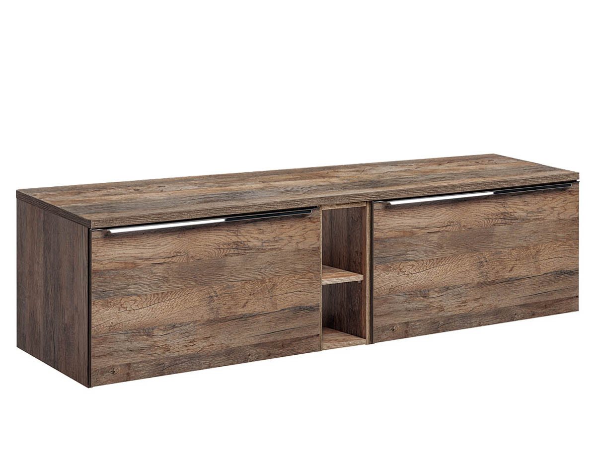 einfachgutemoebel Waschtisch-Set Badezimmer Waschplatz OAKLEE 180cm, inkl. Oberplatte, Rauch-Eiche, (Badmöbel Set, 1-St., Waschtisch Unterschrank) von einfachgutemoebel