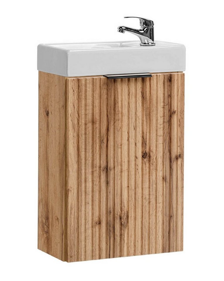 einfachgutemoebel Waschtisch-Set Badezimmer Waschplatz Portree 40cm, Extra raumsparend, Wotan-Eiche von einfachgutemoebel