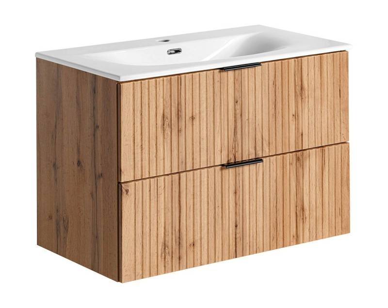 einfachgutemoebel Waschtisch-Set Badezimmer Waschplatz Portree 80cm, Einbau-Waschbecken, Wotan-Eiche, (Badmöbel Set, 1-St., Waschtisch Unterschrank) einfachgutemoebel Waschtisch-Set Badezimmer Waschplatz Portree 80cm, Einbau-Waschbecken, Wotan-Eiche, (Badmöbel Set, 1-St., Waschtisch Unterschrank) von einfachgutemoebel