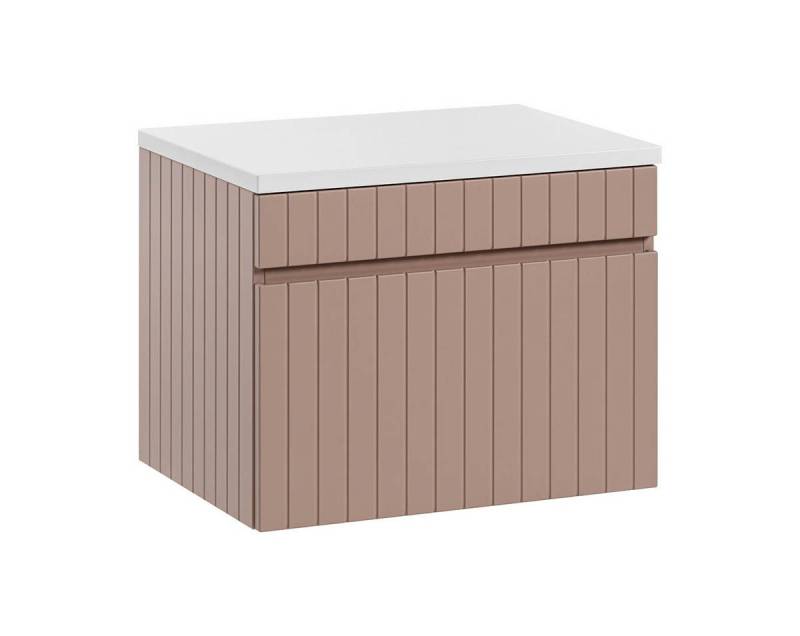 einfachgutemoebel Waschtisch-Set Badezimmer Waschplatz ROSINA 60cm, inkl. Oberplatte, rosé-weiß, (Badmöbel Set, 1-St., Waschtisch Set) von einfachgutemoebel