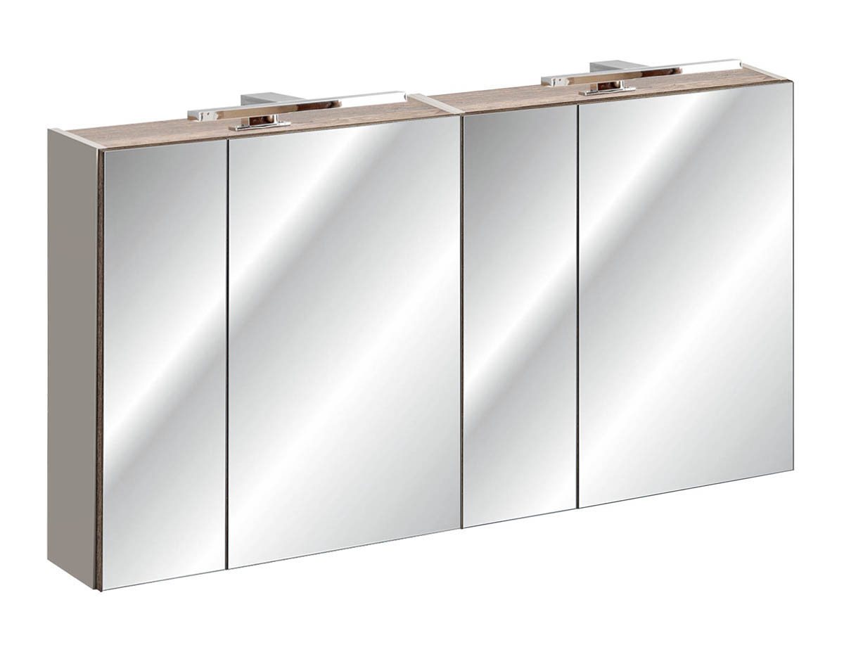 einfachgutemoebel Waschtisch-Set Spiegelschrank TRUFFEAU 2-türig 120cm, optional LED, Trüffel-Eiche, (Badmöbel Set, 1-St., Waschtisch Unterschrank) von einfachgutemoebel