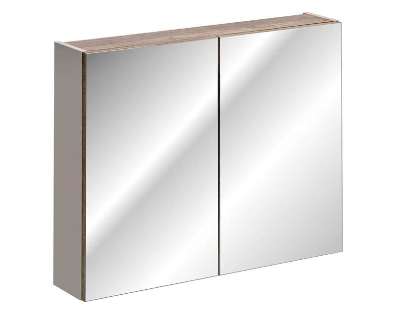 einfachgutemoebel Waschtisch-Set Spiegelschrank TRUFFEAU 2-türig 80cm, optional LED, Trüffel-Eiche, (Badmöbel Set, 1-St., Waschtisch Unterschrank) von einfachgutemoebel