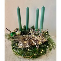 Adventskranz Grün Stabkerzen Lichterkette von einfachschoen