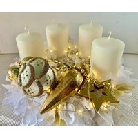 Adventskranz "Traum in Weiss Und Gold" Lichterkette M von einfachschoen