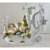Bügeleisen Antik Weihnachtlich Weiss-Silber Beleuchtet von einfachschoen