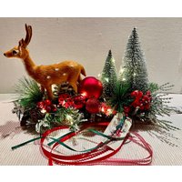 Rindenstück "Hirsch Im Wald" Rot-Grün Tischdeko Beleuchtet Rindenstück "Hirsch Im Wald" Rot-Grün Tischdeko Beleuchtet von einfachschoen