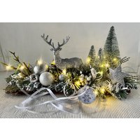 Tischdeko Weihnachtlich Silber Hirsch Tannen Beleuchtet von einfachschoen