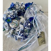 stoffkranz Blau-Weiss Rosen M von einfachschoen