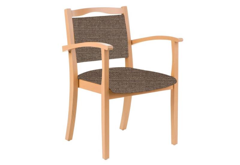 einrichtungsdesign24 Armlehnstuhl 4-Fußstuhl Holzstuhl mit Armlehnen Alexander Seniorenstuhl Esszimmer, Gestell aus Massivholz und stapelbar von einrichtungsdesign24