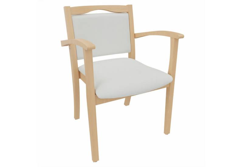 einrichtungsdesign24 Armlehnstuhl 4-Fußstuhl Holzstuhl mit Armlehnen Alexander Seniorenstuhl Esszimmer, Gestell aus Massivholz und stapelbar von einrichtungsdesign24