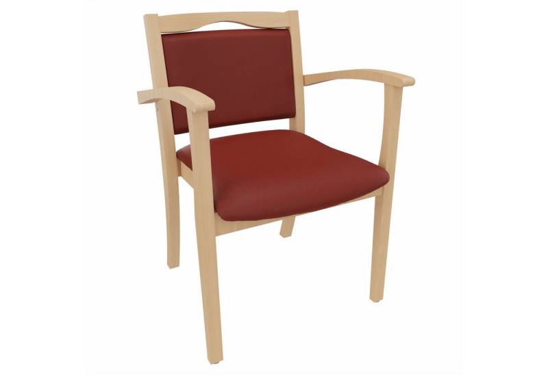 einrichtungsdesign24 Armlehnstuhl 4-Fußstuhl Holzstuhl mit Armlehnen Alexander Seniorenstuhl Esszimmer, Gestell aus Massivholz und stapelbar von einrichtungsdesign24