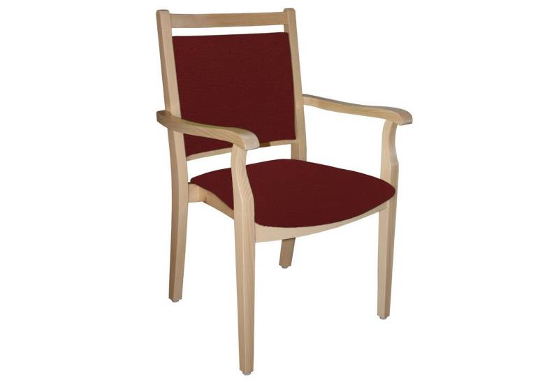 einrichtungsdesign24 Armlehnstuhl 4-Fußstuhl Holzstuhl mit Armlehnen André Seniorenstuhl Esszimmer, Gestell aus Massivholz und stapelbar von einrichtungsdesign24
