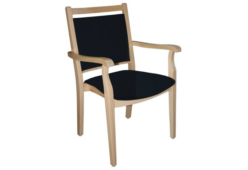 einrichtungsdesign24 Armlehnstuhl 4-Fußstuhl Holzstuhl mit Armlehnen André Seniorenstuhl Esszimmer, Gestell aus Massivholz, stapelbar von einrichtungsdesign24