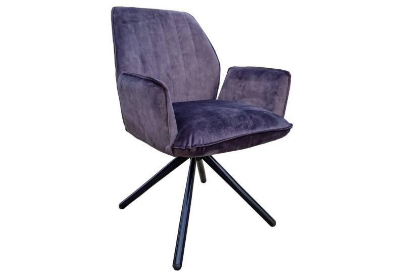 einrichtungsdesign24 Esszimmerstuhl Drehbarer Esszimmer Polsterstuhl City Monolith Armlehnenstuhl, Stahlgestell schwarz lackiert von einrichtungsdesign24