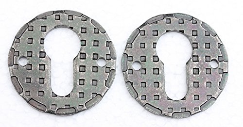 UHRIG 2x Rosette für PZ-Schloss - geschmiedet aus Stahl - für Profil-Zylinder/PZ-Zylinder/Tür-Schloss - Schlossrosette für Haustüren - 2er-Set von UHRIG