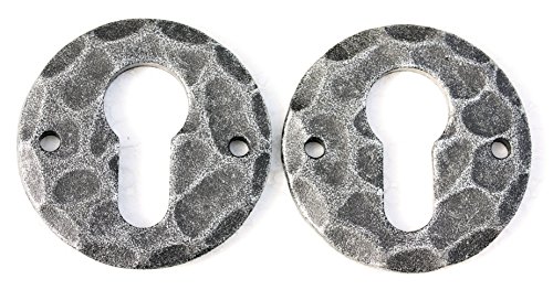UHRIG 2x Rosette rund für PZ Schloss, Schmiedeeisen Schlüsselrosette für Türschloss, Schlossrosette aus Eisen schwarz für Haustür UHRIG 2x Rosette rund für PZ Schloss, Schmiedeeisen Schlüsselrosette für Türschloss, Schlossrosette aus Eisen schwarz für Haustür von UHRIG