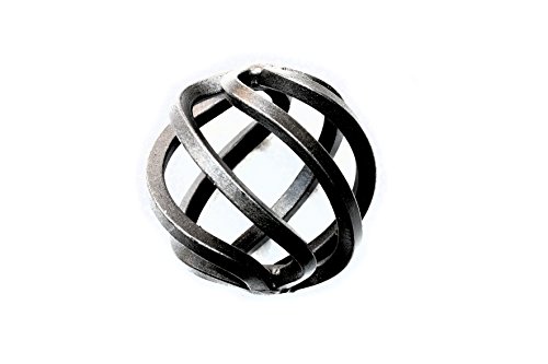 UHRIG Zierteil Zwirbel, schmiedeeisen Korbzwirbel aus Vierkant, Schnörkel für Geländer, Zaun, Zaunstab uvm. Kugel Ø 65 mm von UHRIG