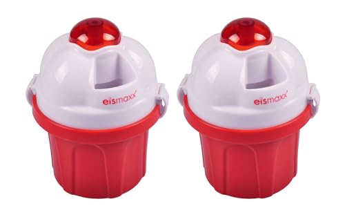 Eismaxx Eisbereiter 2er-Set Eiscreme Speiseeis Stieleis Pudding Eis - Automatischer Betrieb, Vielseitige Eisproduktion - Rot Eismaxx Eisbereiter 2er-Set Eiscreme Speiseeis Stieleis Pudding Eis - Automatischer Betrieb, Vielseitige Eisproduktion - Rot von eismaxx
