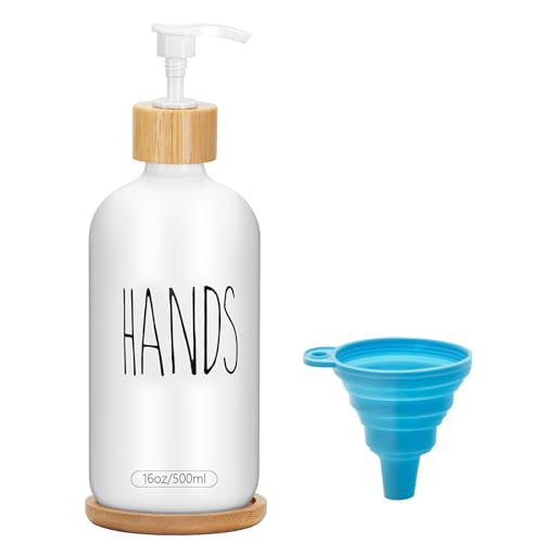 1 Packung 473.6 g Glasseifenspender-Set mit Tablett, Handspülseifenspender-Set für Bad und Küche, Flaschenspender mit Spülseife, Handseife, Lotion (weiße Hände) von eispap