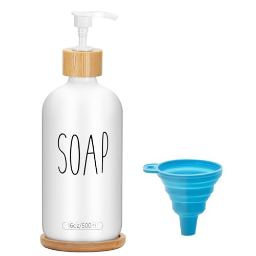 1 Packung 473.6 g Glasseifenspender-Set mit Tablett, Handspülseifenspender-Set für Bad und Küche, Flaschenspender mit Spülseife, Handseife, Lotion (weiße Seife) von eispap