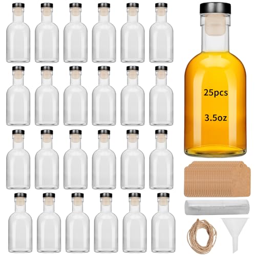 eispap Mini-Glas-Likörflaschen mit Deckel, wiederverwendbar, leere Alkoholflaschen mit schwarzem Aluminiumdeckel, für Weihnachten, Geburtstag, Hochzeit, 100 ml, 50 Stück eispap Mini-Glas-Likörflaschen mit Deckel, wiederverwendbar, leere Alkoholflaschen mit schwarzem Aluminiumdeckel, für Weihnachten, Geburtstag, Hochzeit, 100 ml, 50 Stück von eispap
