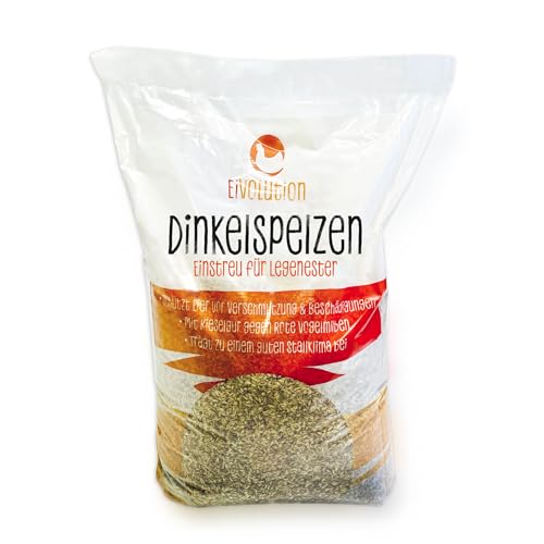 Eivolution 7 kg Dinkelspelzen - Nesteinstreu mit Kieselgur - Hygienische und rein pflanzliche Einstreu für Legenester von eivolution