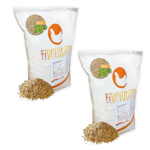 Eivolution Bio-Hühnerfutter Legemehl 28 kg mit Oregano – Natürliches Alleinfutter für Legehennen und Wachteln ohne Gentechnik von eivolution
