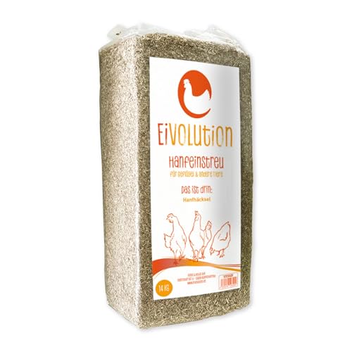 eivolution Hanfeinstreu 14 KG - Für Hühner, Pferde & Nager wie Meerschweinchen - Extrem Saugfähig & Geruchsbindend - Staubarm von eivolution