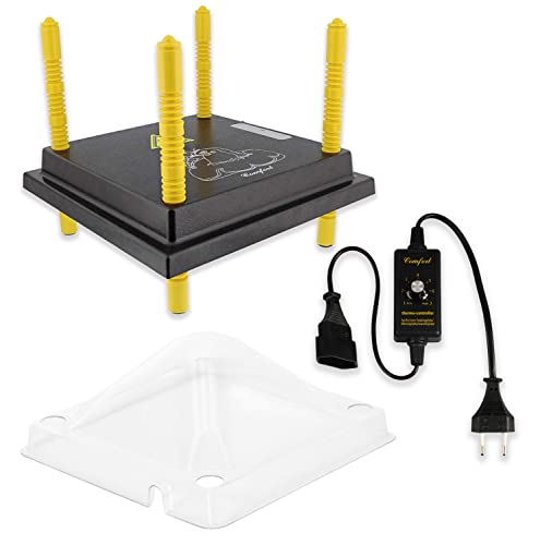 eivolution Küken Wärmeplatte Set inkl. Temperaturregler & Schutzhaube 40x40 cm I 38W I höhenverstellbar I Heizplatte zur Kücken-Aufzucht I geeignet für alle Geflügelarten wie Hühner, Wachteln, Puten von eivolution