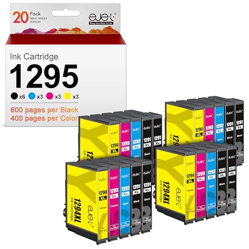 ejet T1295 Multipack Druckerpatronen Kompatibel für Epson T1295 T1291 T1292 T1293 T1294 Workforce WF-3520 WF-3540 WF-7525 WF-7515 Stylus SX235W SX425W SX435W SX445W SX535WD BX630FW 20er-Pack von ejet