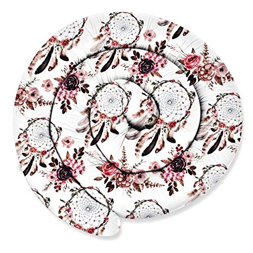 ekm trade XXL 300 cm Bettschlange für Allergiker Bettkissen Stillkissen Bettrolle Zierkissen Bettumrandung Schlange Handmade 100% Baumwolle (42 – Weiß – Rosa Traumfänger, 300 cm) von ekm trade