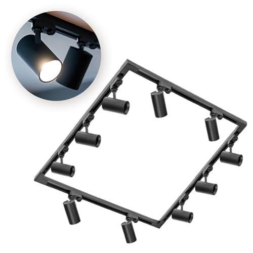3-Phasen-Schienen-Set NEXTRACK - Schienensystem Komplett-Se 4x 1m Schiene, 4x L-Verbinder, 10x GU10 Lampe SCHWARZ von ekobi