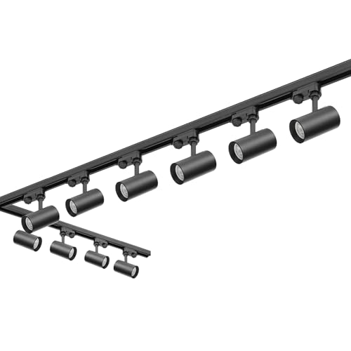 3-Phasen-Schienen-Set NEXTRACK - Schienensystem Komplett-Set 12x GU10 Lampe 1m Schiene, 2x 2m Schiene, gerader Verbinder, L-Verbinder (Schwarz, 1m+2x2m Schiene + Verbinder I&L) von ekobi